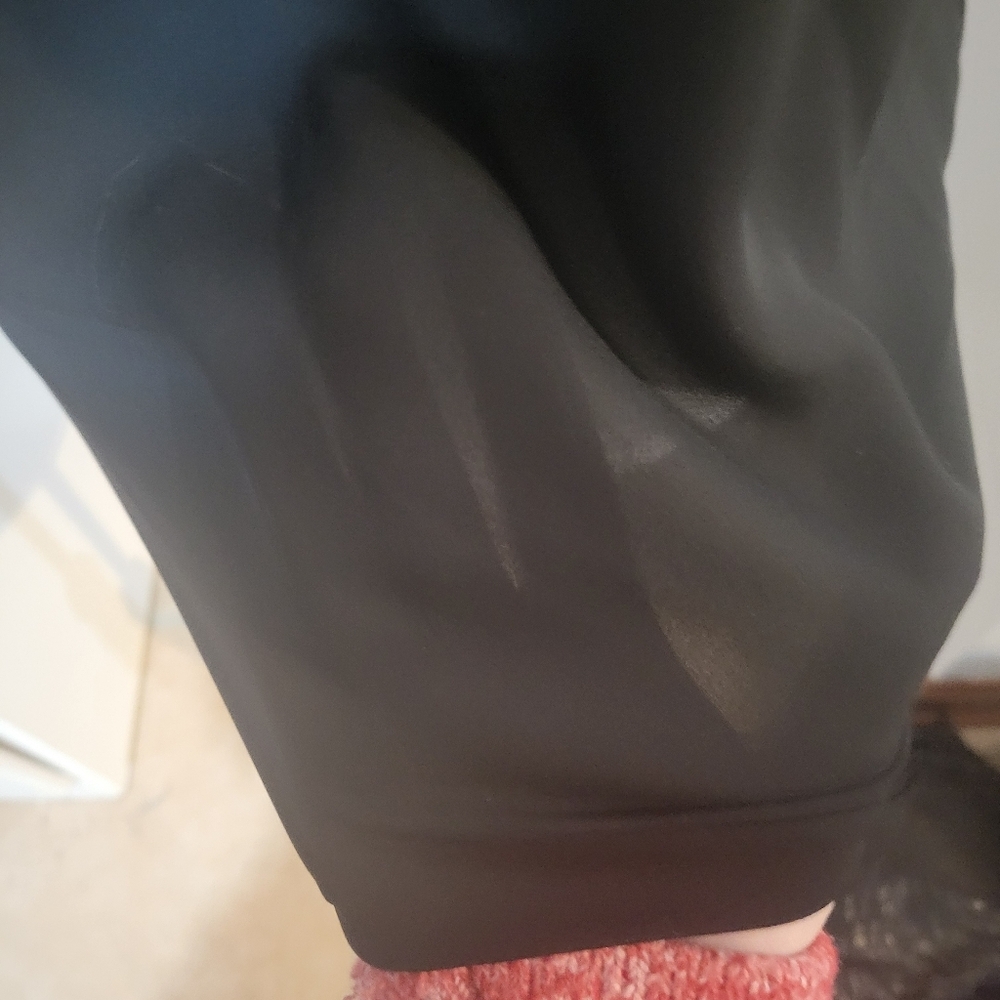 Ann Taylor Solid Black Babydoll Cap Sleeve Sheer Front Blouse Button Up | Small - Picture 3 of 7
